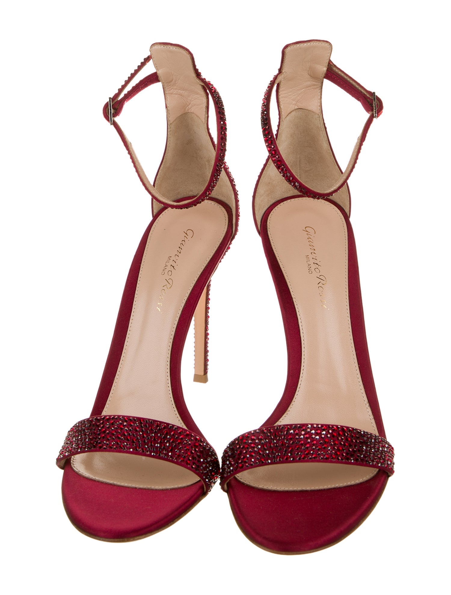 Gianvito Rossi Satin Crystal Embellishments Sandals